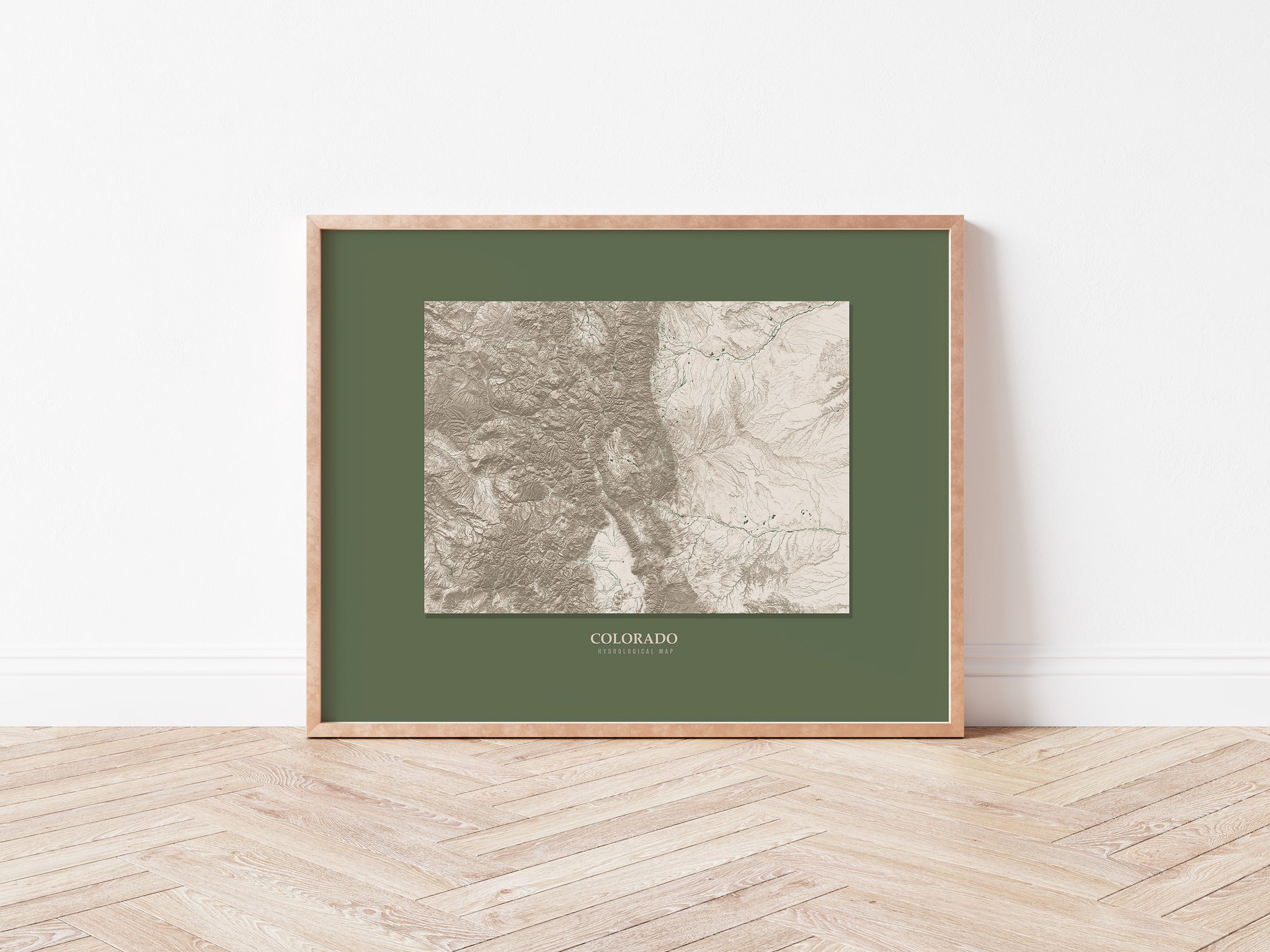 Colorado Hydrological Map Poster Green