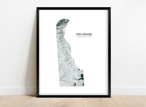 Delaware Hydrological Map Poster Black