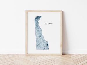 Delaware Hydrological Map Poster Blue