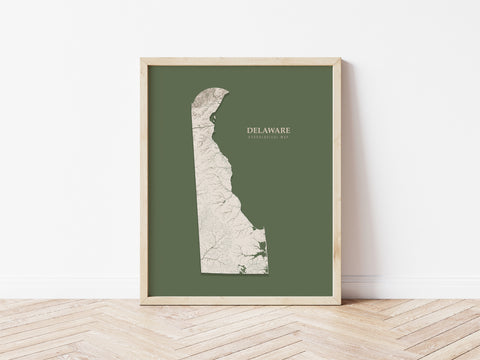 Delaware Hydrological Map Poster Green