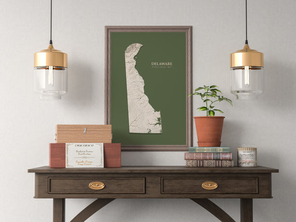 Delaware Hydrological Map Poster Green
