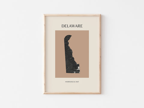 Delaware Mid-Century Modern Hydrological Map