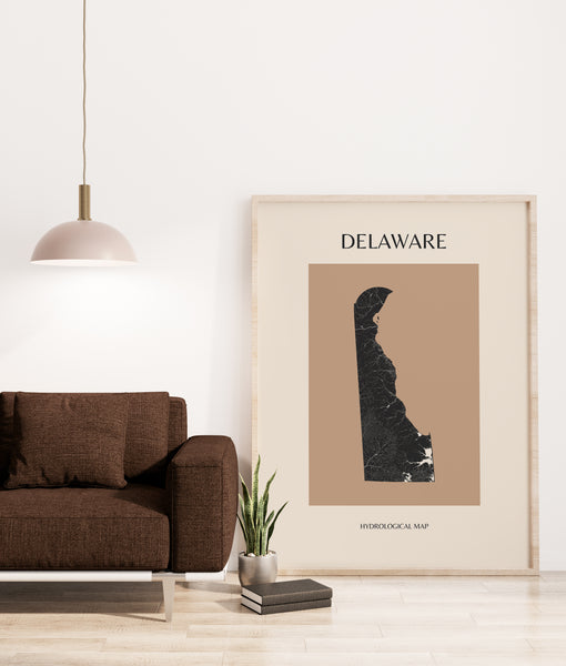 Delaware Mid-Century Modern Hydrological Map