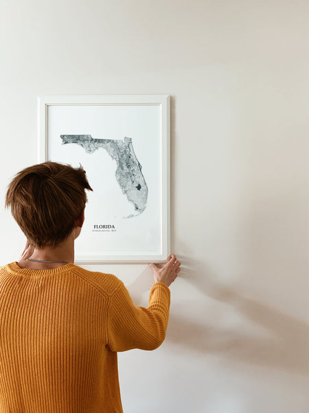 Florida Hydrological Map Poster Black