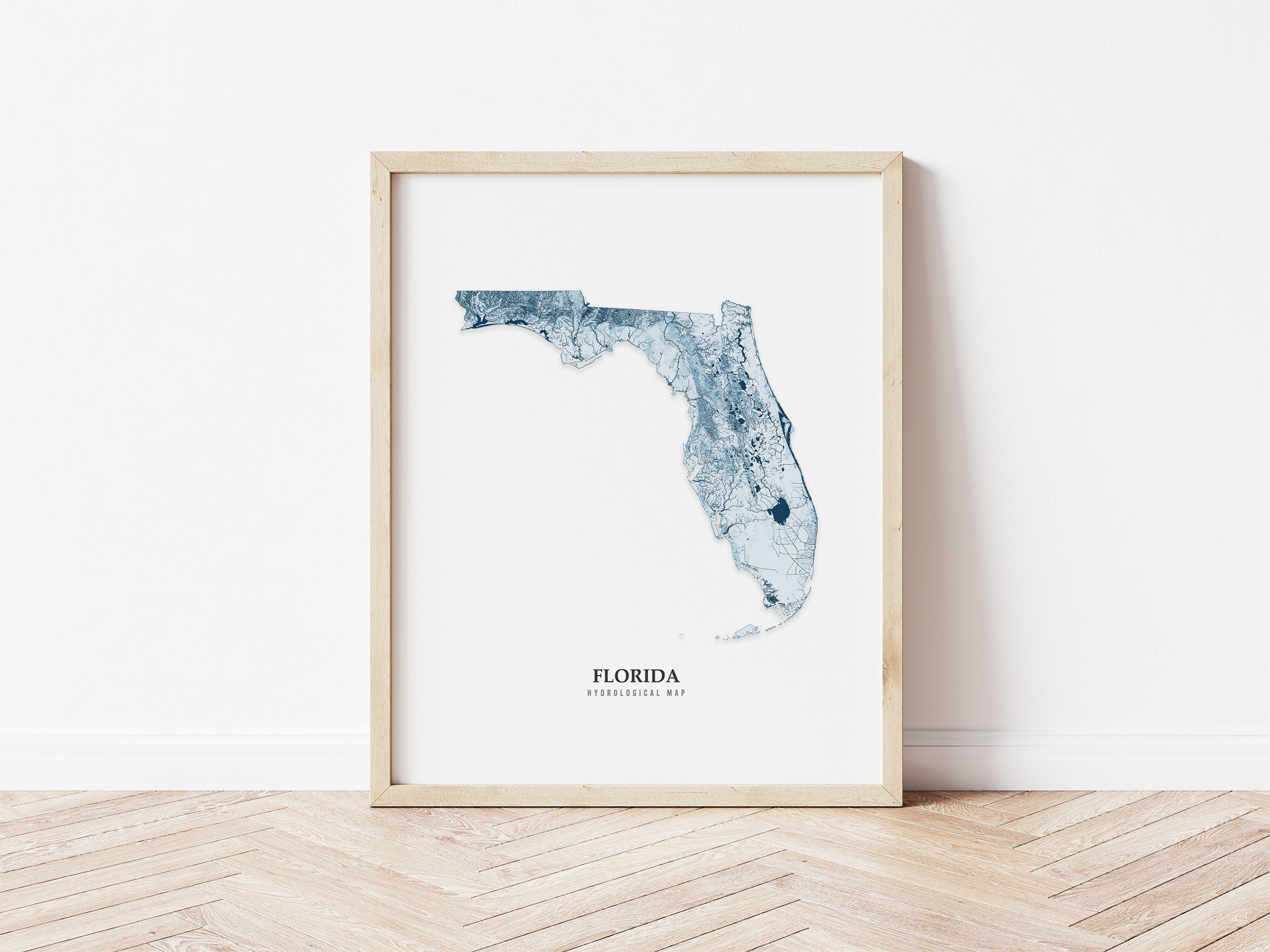 Florida Hydrological Map Poster Blue