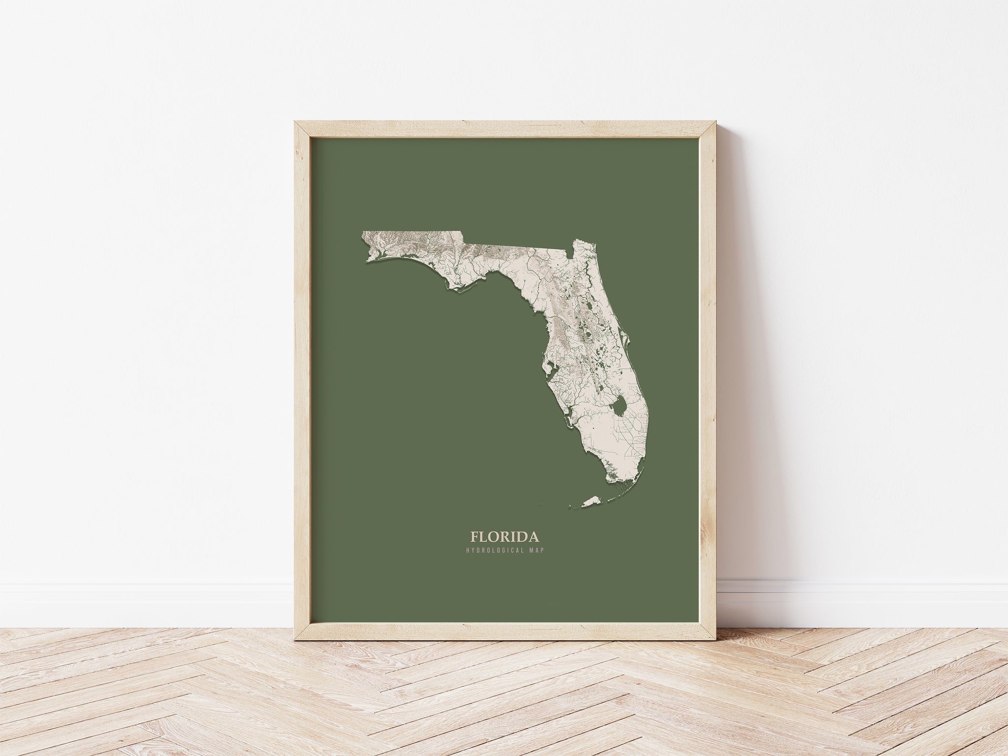 Florida Hydrological Map Poster Green