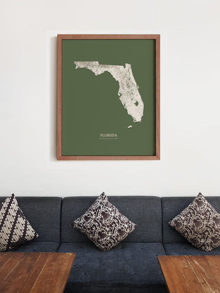 Florida Hydrological Map Poster Green
