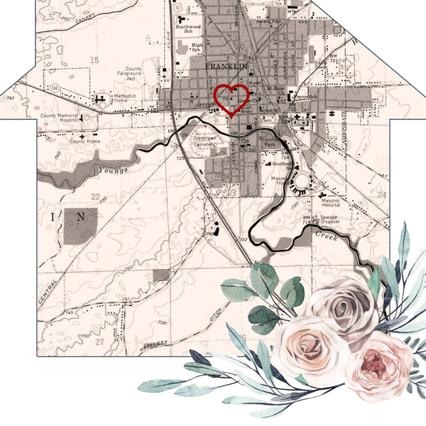 Circular Floral First Home Map Gift
