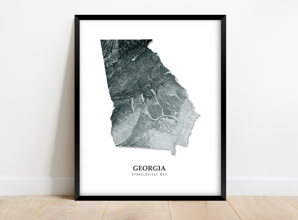 Georgia Hydrological Map Poster Black