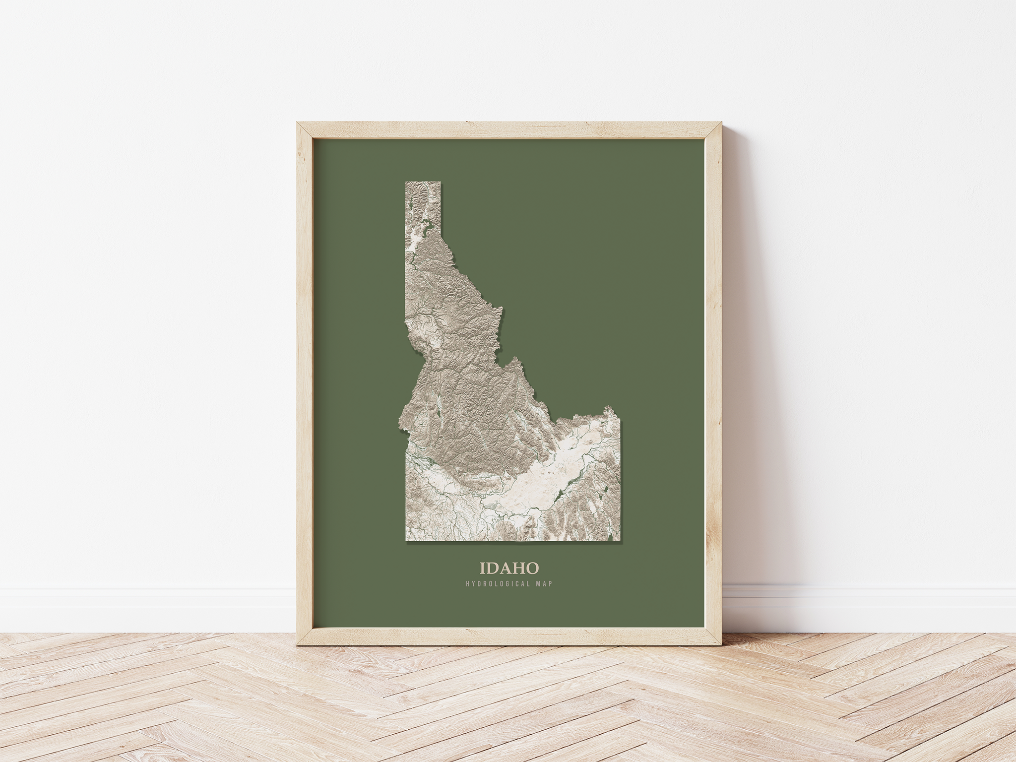 Idaho Hydrological Map Poster Green