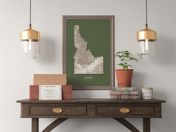 Idaho Hydrological Map Poster Green