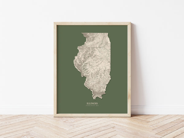 Illinois Hydrological Map Poster Green