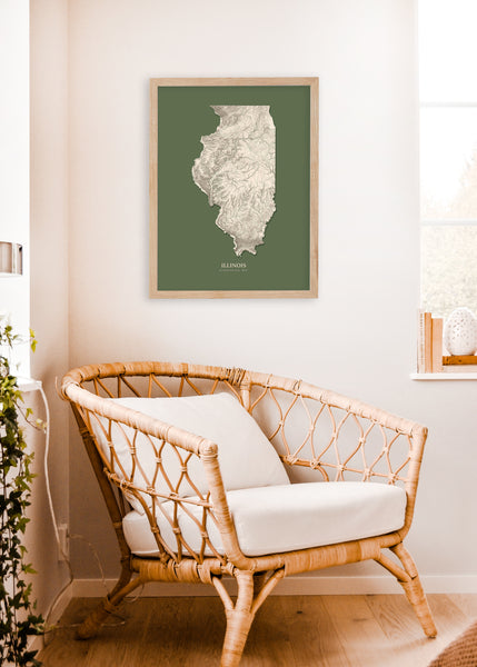 Illinois Hydrological Map Poster Green