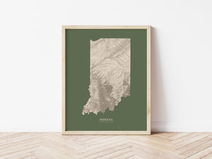 Indiana Hydrological Map Poster Green