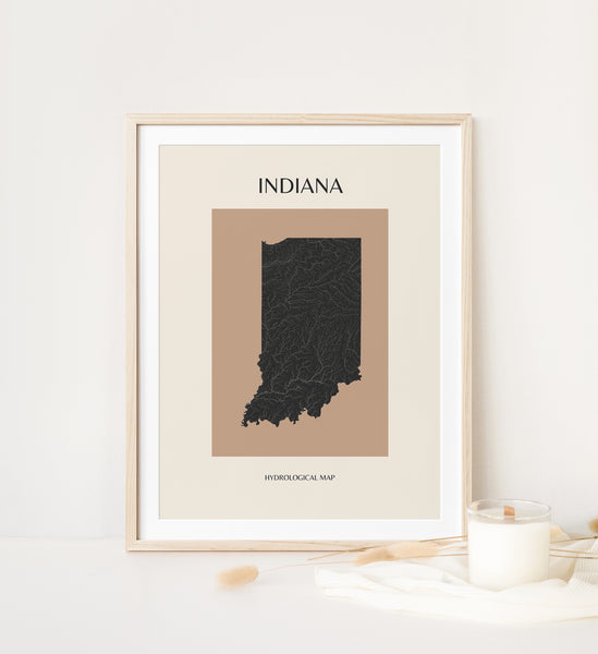 Indiana Mid-Century Modern Hydrological Map