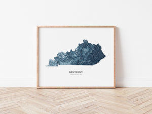 Kentucky Hydrological Map Poster Blue