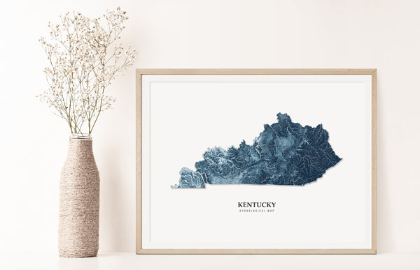Kentucky Hydrological Map Poster Blue