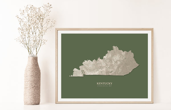 Kentucky Hydrological Map Poster Green