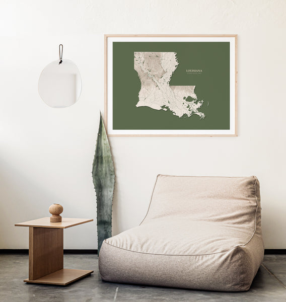 Louisiana Hydrological Map Poster Green