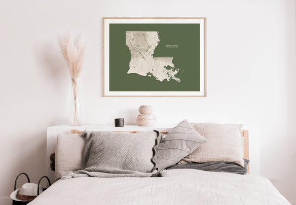 Louisiana Hydrological Map Poster Green