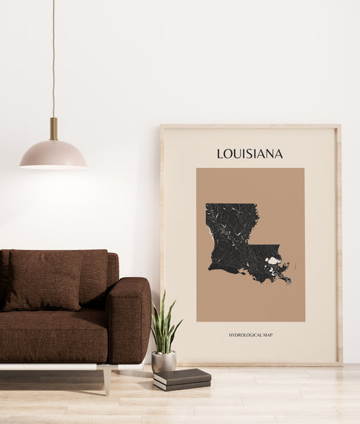 Louisiana Mid-Century Modern Hydrological Map