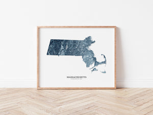 Massachusetts Hydrological Map Blue