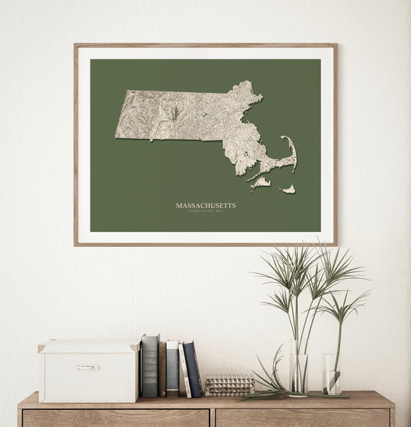 Massachusetts Hydrological Map Green