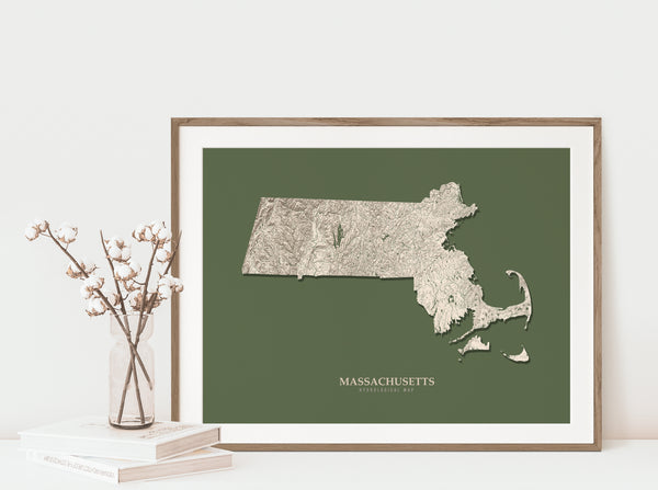 Massachusetts Hydrological Map Green