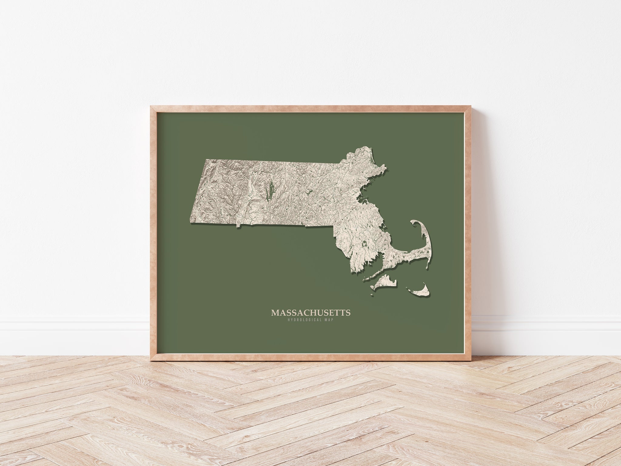 Massachusetts Hydrological Map Green