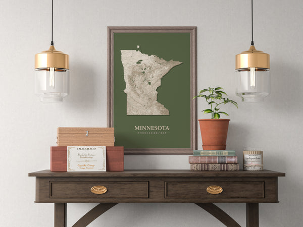 Minnesota Hydrological Map Poster Green