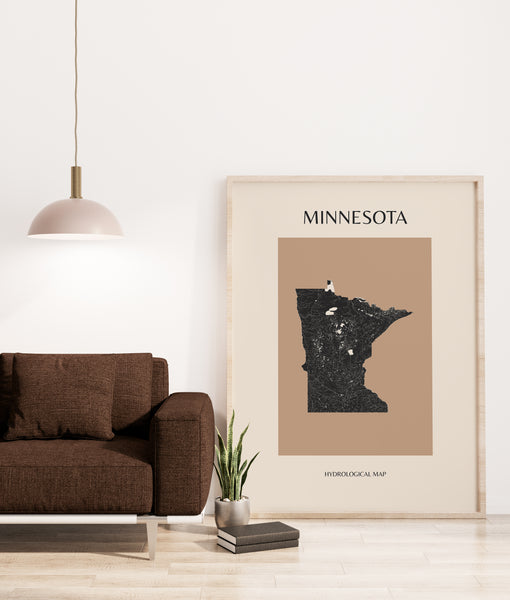 Minnesota Mid-Century Modern Hydrological Map