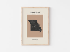 Missouri Mid-Century Modern Hydrological Map