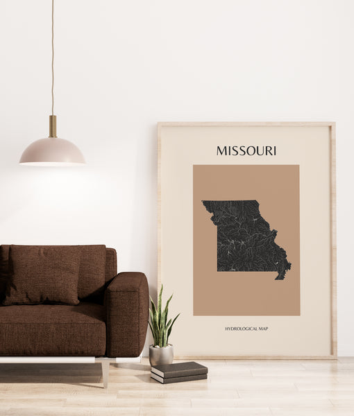 Missouri Mid-Century Modern Hydrological Map