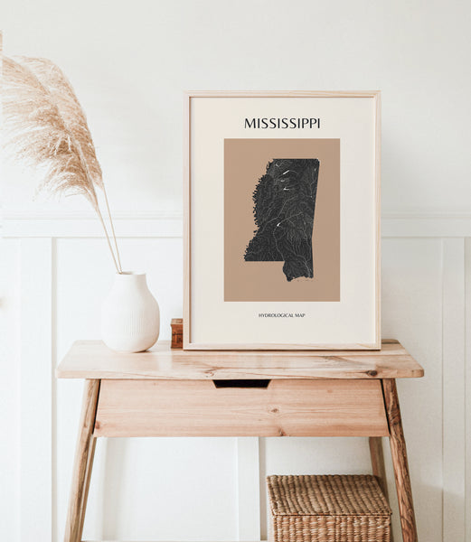Mississippi Mid-Century Modern Hydrological Map