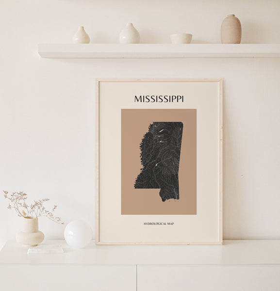 Mississippi Mid-Century Modern Hydrological Map