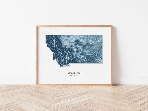 Montana Hydrological Map Blue