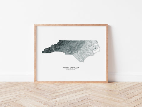 North Carolina Hydrological Map Poster Black