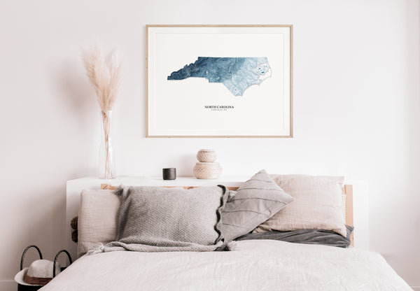 North Carolina Hydrological Map Poster Blue