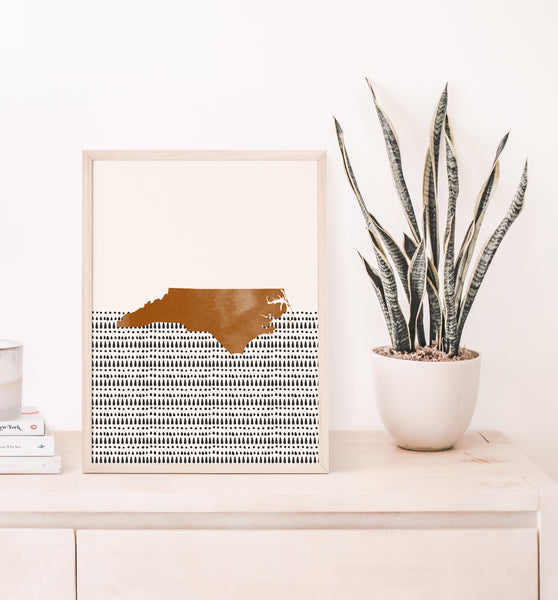 North Carolina Boho Wall Art Map