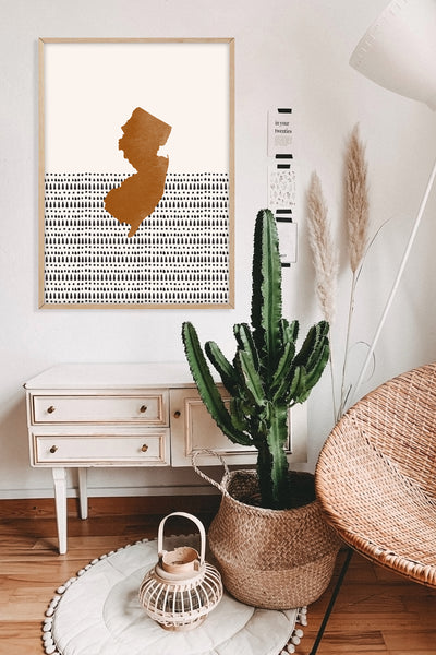 New Jersey Boho Wall Art Map