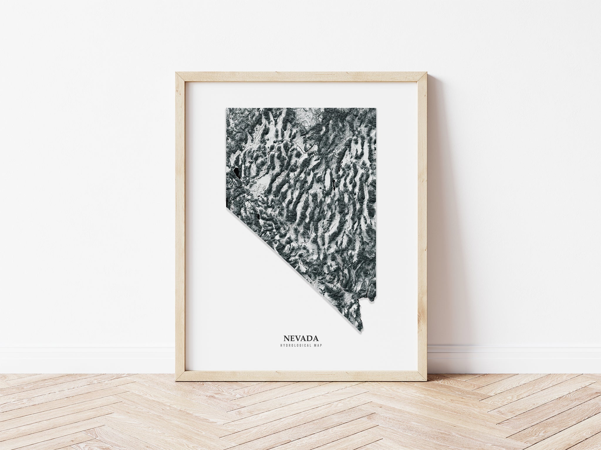 Nevada Hydrological Map Poster Black