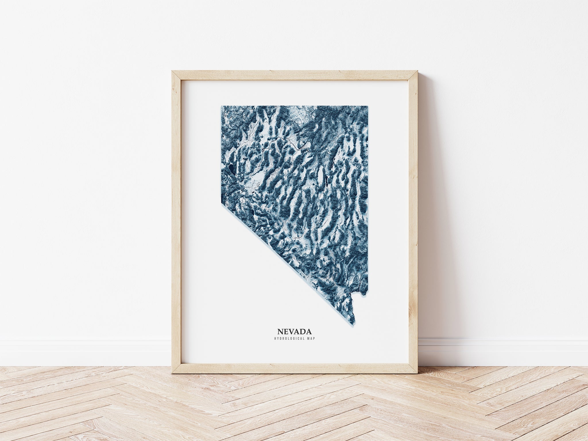 Nevada Hydrological Map Poster Blue