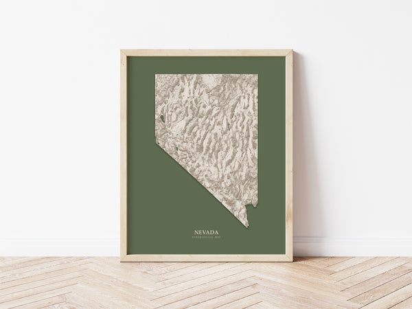 Nevada Hydrological Map Poster Green