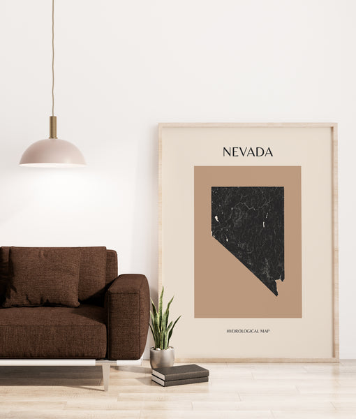 Nevada Mid-Century Modern Hydrological Map
