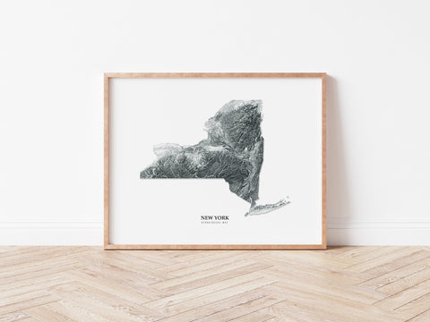 New York Hydrological Map Poster Black