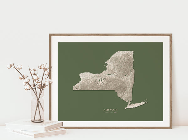 New York Hydrological Map Poster Green