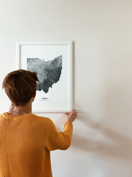 Ohio Hydrological Map Poster Black