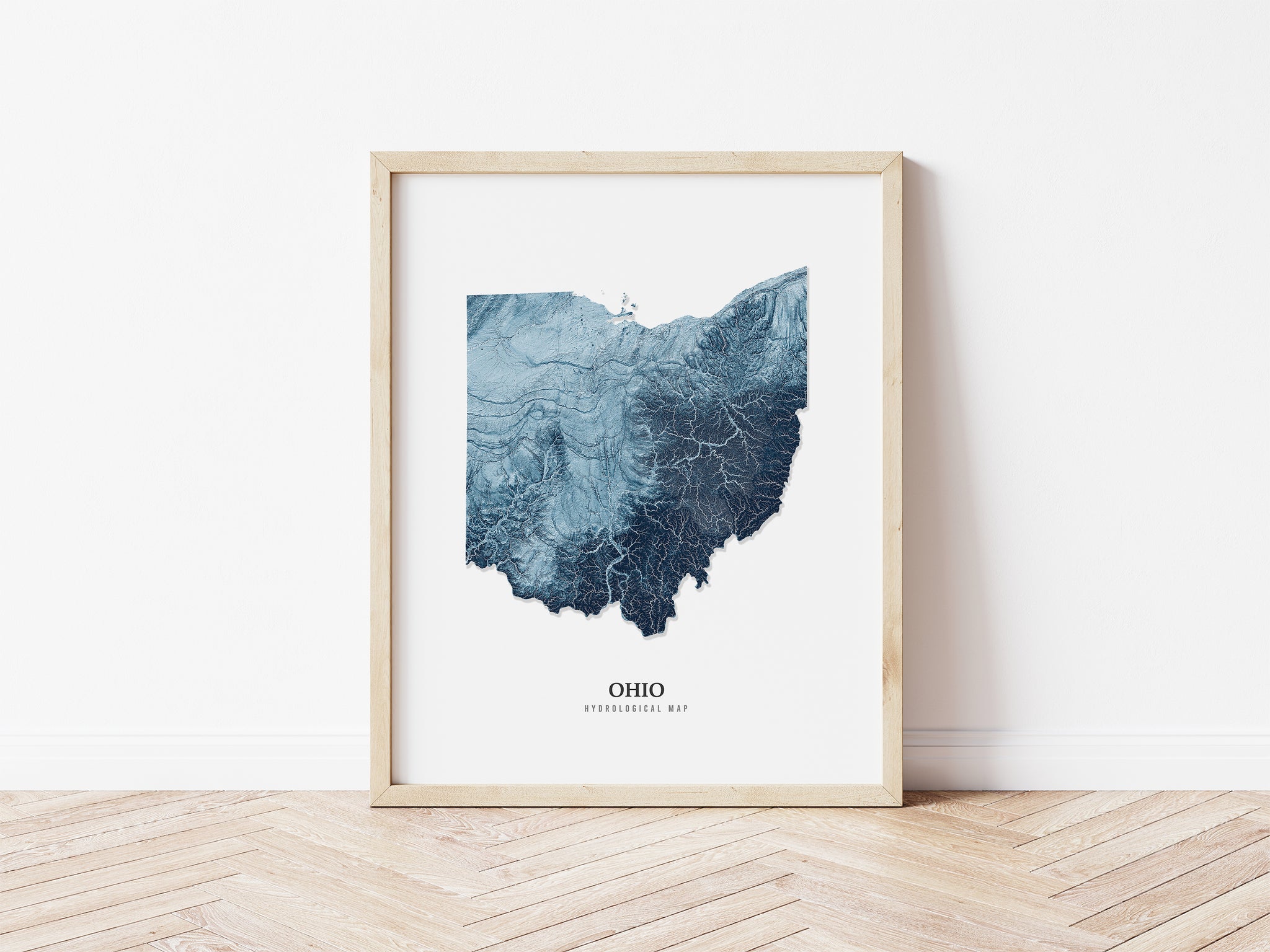 Ohio Hydrological Map Poster Blue