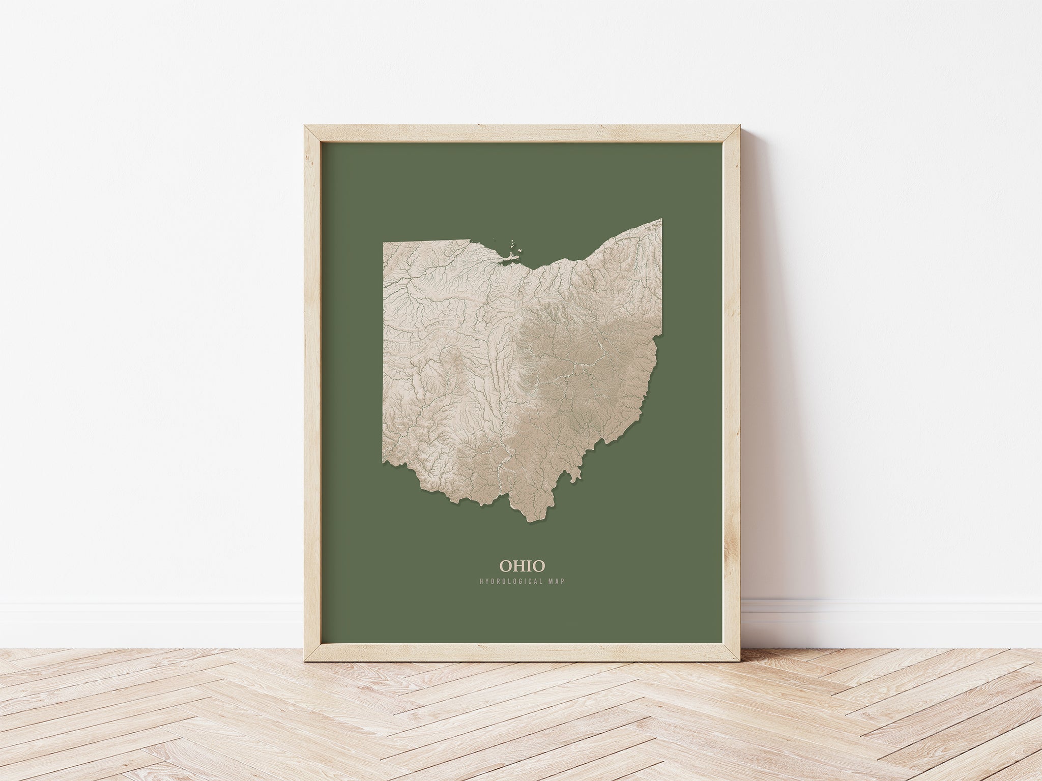 Ohio Hydrological Map Poster Green