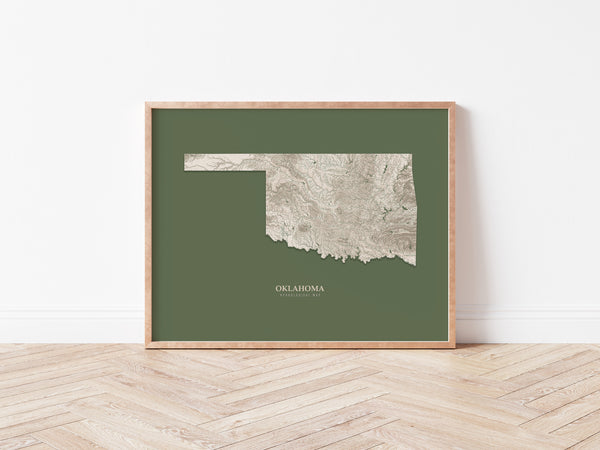 Oklahoma Hydrological Map Poster Green
